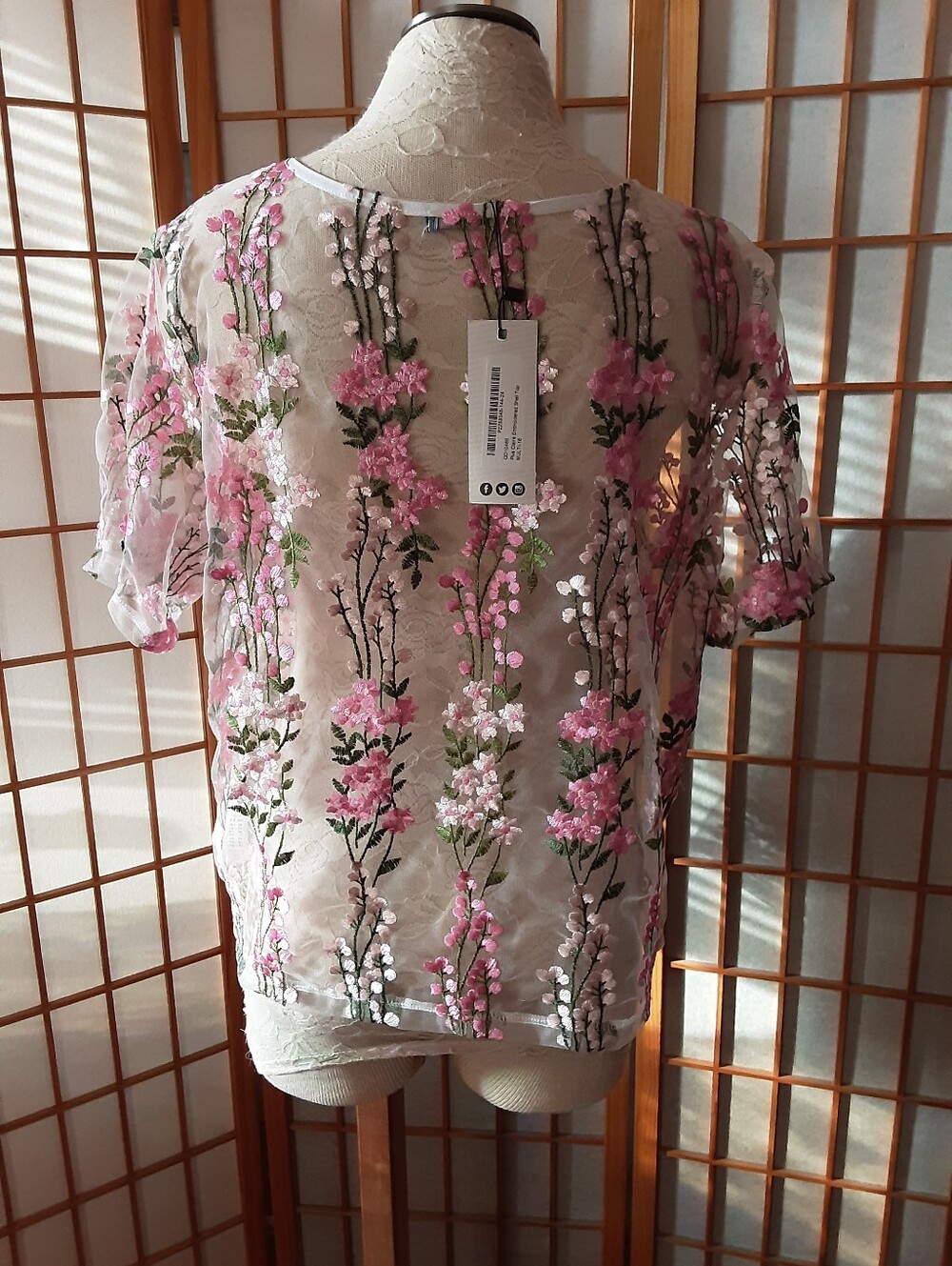 NWT "BooHoo" Mesh Top.